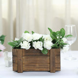 2 Pack | 10x5 inches | Smoked Brown Rustic Natural Wood Planter Box Set With Removable Plastic Liners