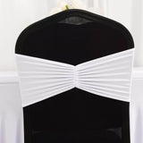 5 Pack White Wide Ruffled Fitted Spandex Chair Sash Band 