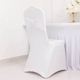 5 Pack White Wide Ruffled Fitted Spandex Chair Sash Band 