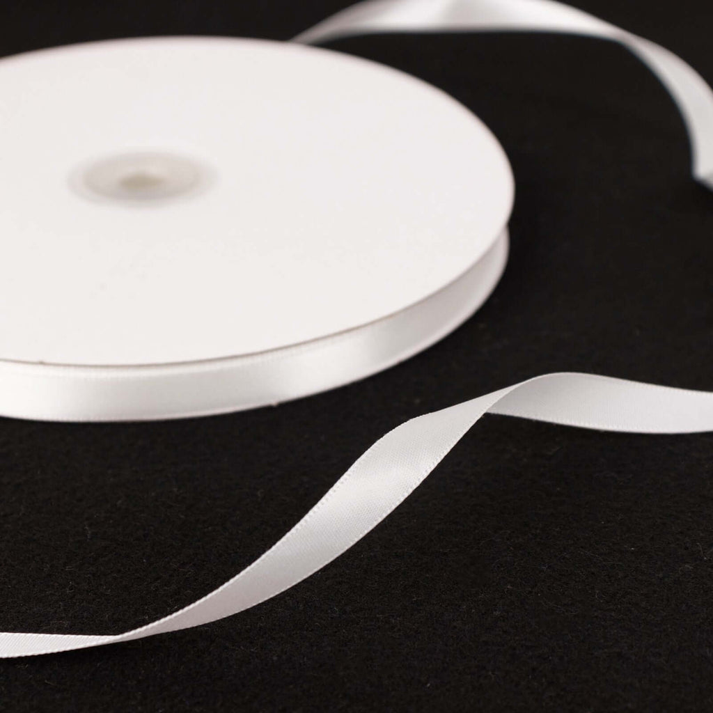 100 Yards White Satin Ribbon | TableclothsFactory