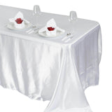 90x132Inch White Satin Seamless Rectangular Tablecloth