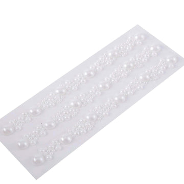 White Self Adhesive Pearl Rhinestone Stickers, DIY Craft Peel and Stick Gem Stickers