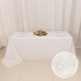 90inch x 156inch White Fringe Shag Polyester Rectangular Tablecloth