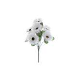 4 Bushes | White Artificial Silk Gerbera Daisy Flower Bouquets, 28 Daisies