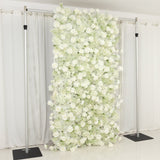 8ftx4ft Roll Up Artificial Flower Wall Panel Backdrop with White Silk Roses