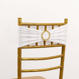 5 Pack White Spandex Chair Sashes with Gold Diamond Buckles, Elegant Stretch Chair Bands and Slide