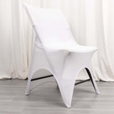 White Premium Spandex Wedding Chair Cover With 3-Way Open Arch, Fitted Stretched