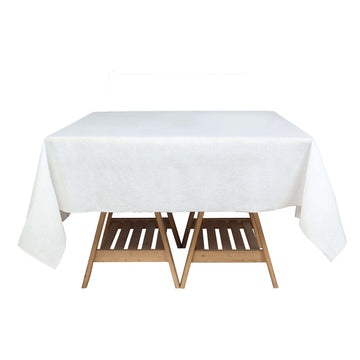 White Square Plastic Table Covers in Lace Design, 65"x65" PVC Waterproof Disposable Tablecloths