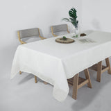 60"x102" White Rectangular Tablecloth, Linen Table Cloth With Slubby Textured, Wrinkle Resistant