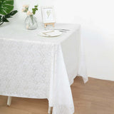 White Square Plastic Table Covers in Lace Design, PVC Waterproof