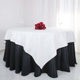 90" White Square 100% Cotton Linen Table Overlay Washable