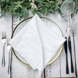 5 Pack | White Accordion Crinkle Taffeta Dinner Napkins | 20x20Inch#whtbkgd