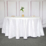 120inch White Accordion Crinkle Taffeta Round Tablecloth