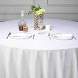 120inch White Seamless Premium Velvet Round Tablecloth, Reusable Linen