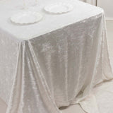 90"x156" White Seamless Premium Crushed Velvet Rectangular Tablecloth for 8 Foot Table