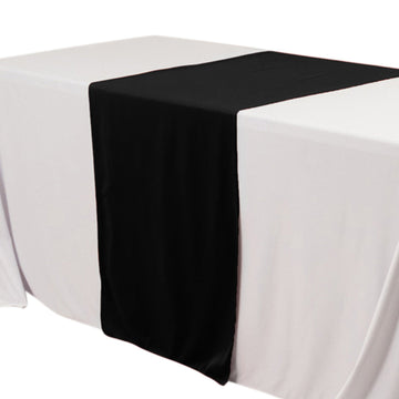 Wide Polyester 24"x72" Table Runner Black - Durable Trade Show Table Linen