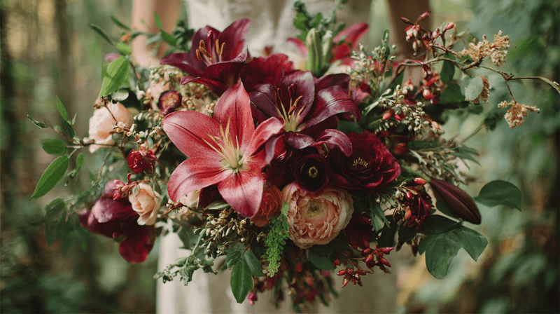 Wild-flower Inspired Burgundy Bouquet