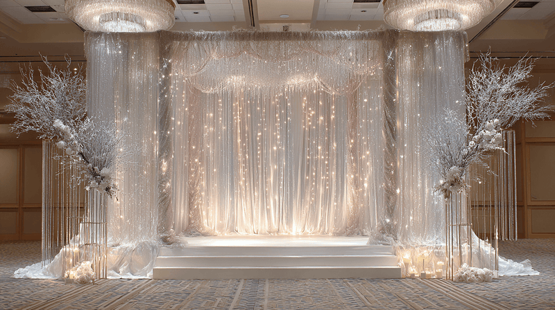 Crystal Backdrop Winter Wedding