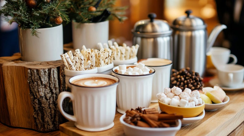 winter picnic table setting- hot drinks