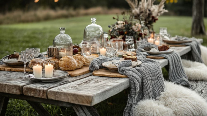 winter picnic table settings- decoration