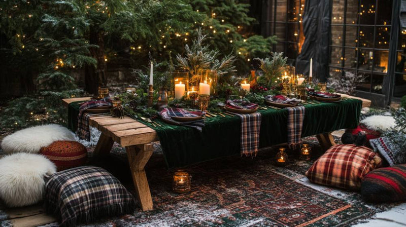 winter picnic table settings