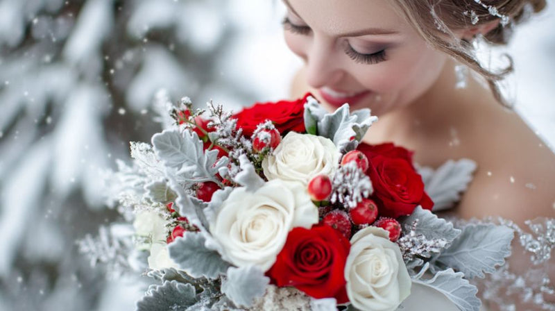 winter wedding colors- grey red