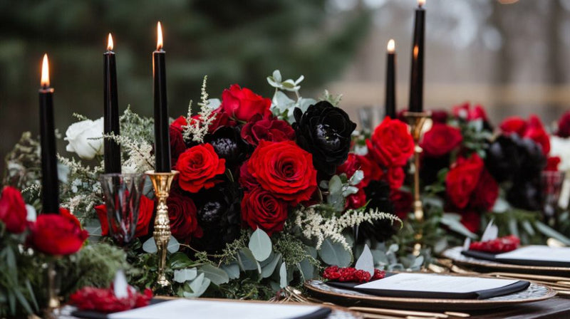 winter wedding colors- red and black