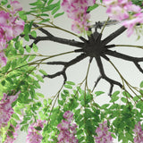 55" Artificial Silk Wisteria Vine Round Hanging Canopy in Lavender Lilac, Draping Garland Flower Chandelier With Interchangeable Branches