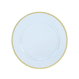 10 Pack Dusty Blue Economy Plastic Charger Plates With Gold Rim#whtbkgd