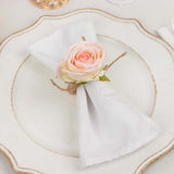 4 Pack Blush Artificial Rose Flower Wooden Napkin Holders, Farmhouse Country Floral Napkin Rings