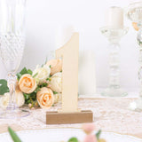 20 Pack | 6inch Natural Wooden 1-20 Wedding Table Numbers Set With Holder Base