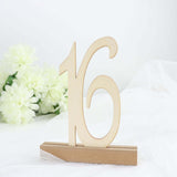 20 Pack | 6inch Natural Wooden 1-20 Wedding Table Numbers Set With Holder Base