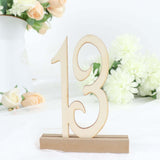 20 Pack | 6inch Natural Wooden 1-20 Wedding Table Numbers Set With Holder Base