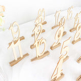 20 Pack | 6inch Natural Wooden 1-20 Wedding Table Numbers Set With Holder Base