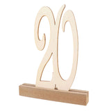 20-Pack Wooden Wedding Table Numbers Natural 1-20 with Holder Base - Perfect Rustic Signs for Receptions 6"