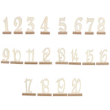 20 Pack | 6inch Natural Wooden 1-20 Wedding Table Numbers Set With Holder Base