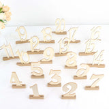 20 Pack | 6inch Natural Wooden 1-20 Wedding Table Numbers Set With Holder Base