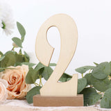 20 Pack | 6inch Natural Wooden 1-20 Wedding Table Numbers Set With Holder Base