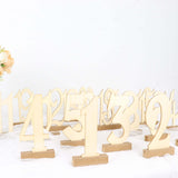 20 Pack | 6inch Natural Wooden 1-20 Wedding Table Numbers Set With Holder Base