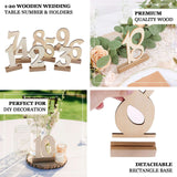 20 Pack | 6inch Natural Wooden 1-20 Wedding Table Numbers Set With Holder Base