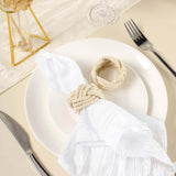 4 Pack | Rustic Burlap Napkin Rings, Handmade Braided Jute Napkin Holders - Cream