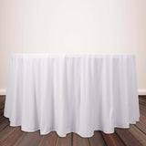 120 White Premium Scuba Round Tablecloth, Wrinkle Free Polyester Seamless Tablecloth