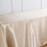 90"x156" Beige Satin Rectangular Tablecloth