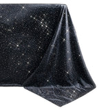 Scuba Rectangular Tablecloth 90×132inch Black Rhinestone Accents – Seamless, Wrinkle-Free