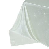 Scuba Rectangular Tablecloth 90×156inch Pearl White Rhinestone Accents – Seamless, Wrinkle-Free