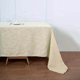 90inch x 132inch Beige Rectangular Tablecloth, Linen Table Cloth With Slubby Textured, Wrinkle Resistant