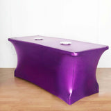 6FT Metallic Purple Rectangular Stretch Spandex Table Cover