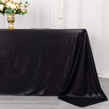 90x132inch Shiny Black Polyester Rectangular Tablecloth With Shimmer Sequin Dots