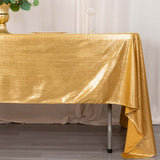 60x126inch Gold Shimmer Sequin Dots Polyester Tablecloth, Wrinkle Free Sparkle Glitter