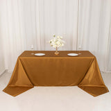 90x156inch Shimmer Gold Premium Scuba Rectangle Tablecloth, Wrinkle Free Seamless Polyester